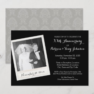 Invitation Anniversaire mariage avec cadre photo Vintage