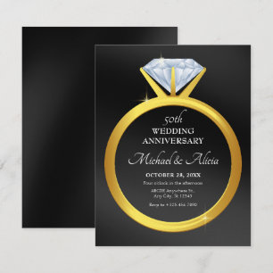 Invitation Anniversaire mariage de bague en diamant simple mo
