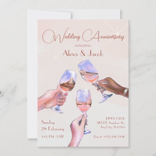 Invitation Anniversaire Mariage des Lunettes de Champagne (Devant)