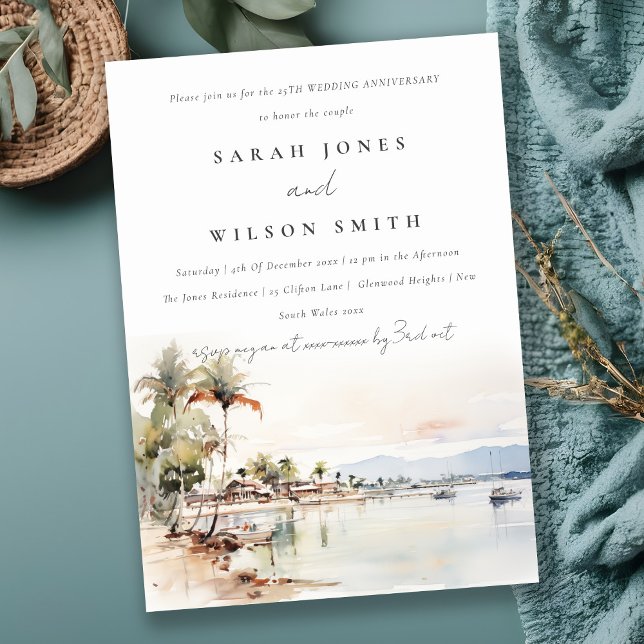 Invitation Anniversaire Mariage du paysage de la baie de Mont (Créateur téléchargé)