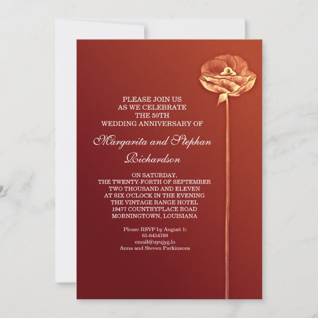 Invitation anniversaire mariage moderne (Devant)