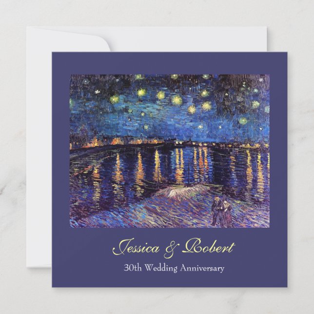 Invitation anniversaire mariage, nuit étoilée sur le Rhône (Devant)
