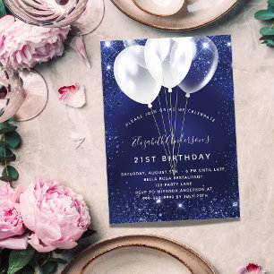 Invitation Anniversaire marine bleu parties scintillant ballo