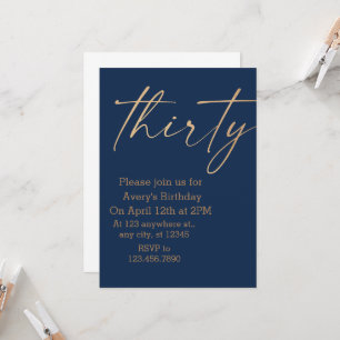 Invitation Anniversaire Marine et Or