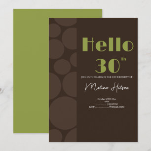 Invitation anniversaire marron et vert moderne