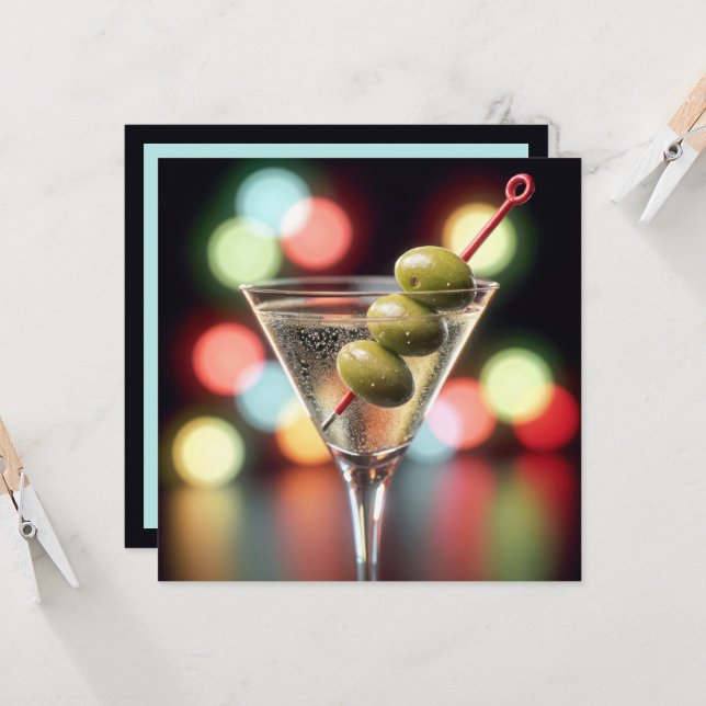 Invitation Anniversaire Martini verre (Devant/Arrière en situation)