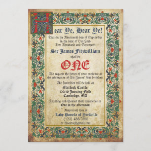 Invitation Anniversaire médiéval de manuscrit