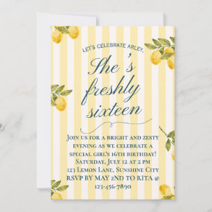 Invitation Anniversaire Méditerranéen Sweet 16 Fraîchement Se