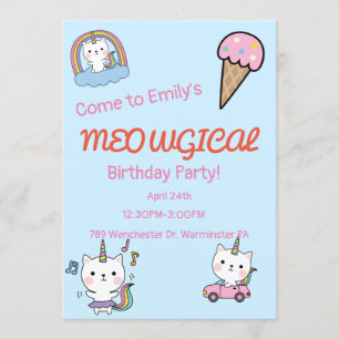 Invitation Anniversaire méowgique du maïs bleu