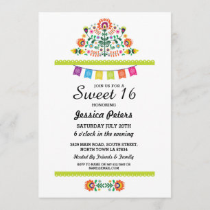 Invitation Anniversaire mexicain de la fête florale de 16 ans
