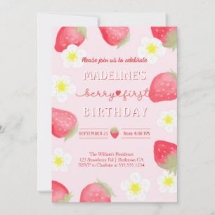 Invitation anniversaire mignon Berry Sweet Strawberry