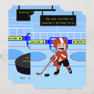Invitation Anniversaire mignon d'étoile de hockey sur glace