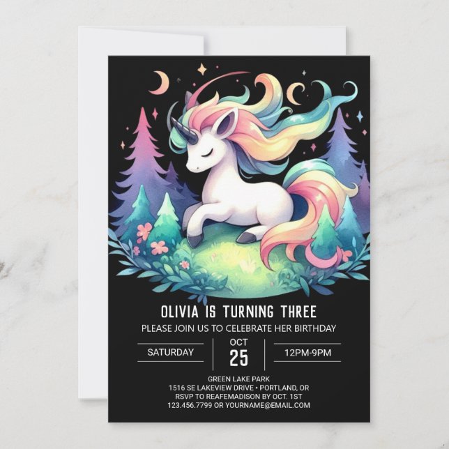 Invitation Anniversaire minimaliste du cheval (Devant)