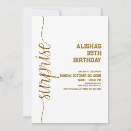 Invitation Anniversaire minimaliste Gold surprise