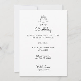 Invitation Anniversaire minimaliste simple