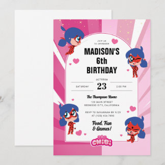 Invitation Anniversaire Miraculum Ladybug Chibi