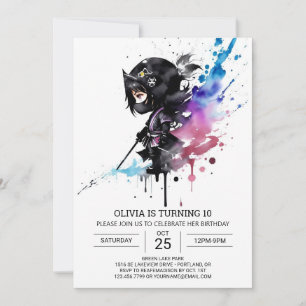 Invitation Anniversaire moderne de Boho Little Ninja