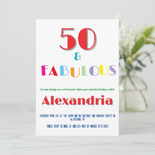 Invitation anniversaire moderne et colorée 50 ans