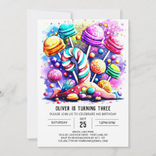 Invitation Anniversaire moderne Rainbow Candyland