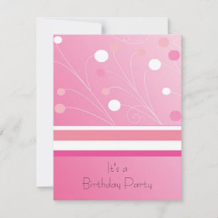 Invitation anniversaire moderne rose à rayures et