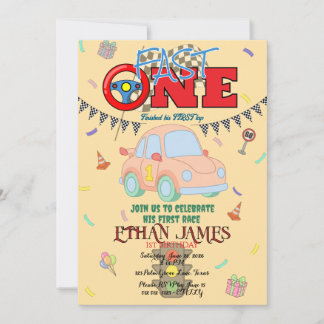 Invitation anniversaire modifiable Racing Boy jaun