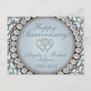 Invitation Anniversaire   Monogramme Turquoise