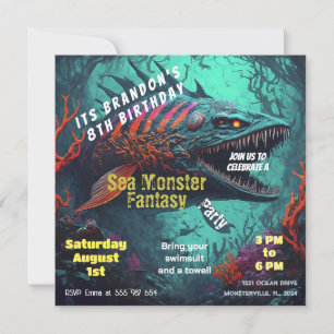 Invitation Anniversaire Monstre de mer Imaginaire