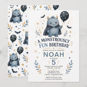 Invitation Anniversaire monstrueusement amusant de 5 ans