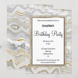 INVITATION ANNIVERSAIRE MOTIF ÉLÉGANT EN MARBRE GRIS