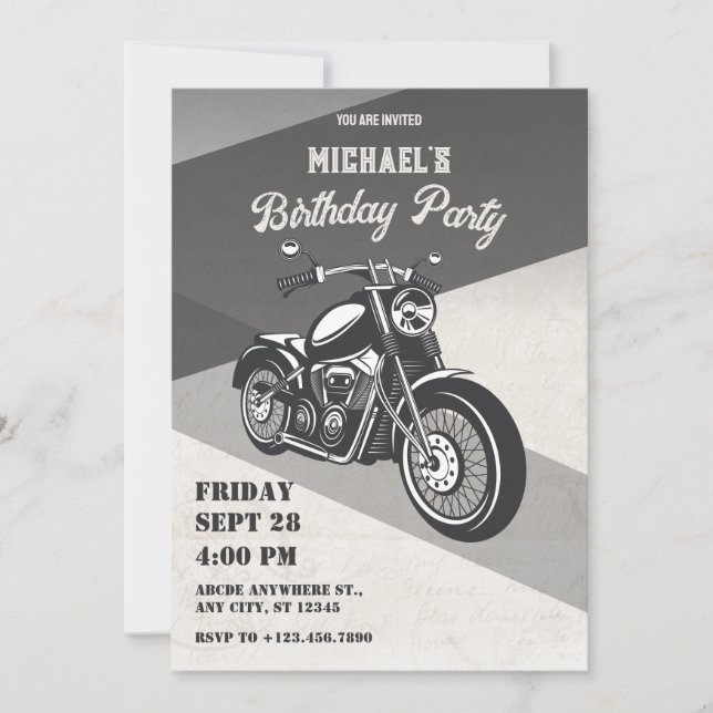 Invitation Anniversaire moto rétro vintage (Devant)