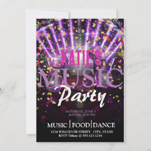 Invitation Anniversaire Musique Party Personnalisé