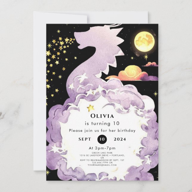 Invitation Anniversaire mystique du dragon de Boho (Devant)