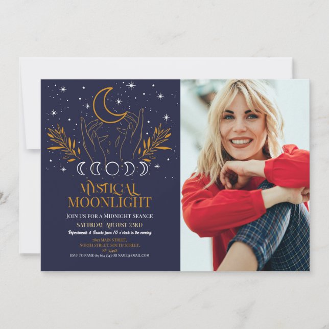 Invitation Anniversaire mystique Photo de la Marine Lune Sean (Devant)