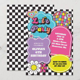 Invitation Anniversaire néon rétro 90