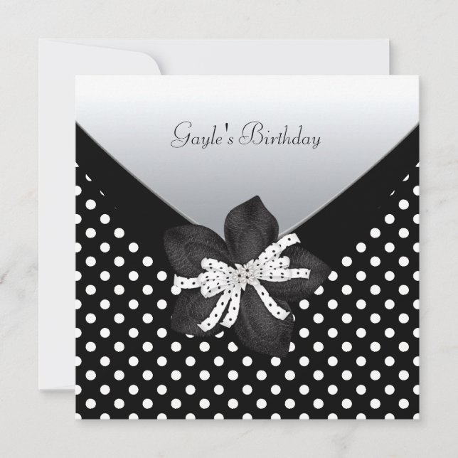 Invitation Anniversaire Noir Blanc Spot (Devant)