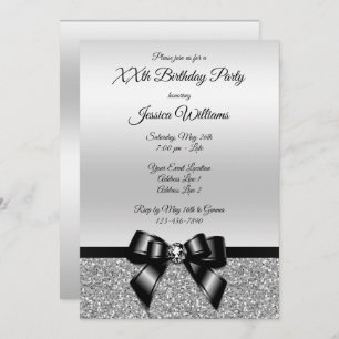 Invitation Anniversaire noir chic de parties scintillantes