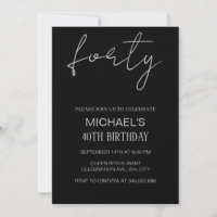 Invitation anniversaire Noir et Argent, noir argen