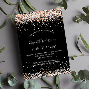Invitation Anniversaire noir rose or scintille fête glamour