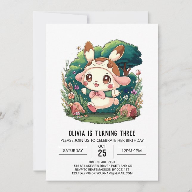 Invitation Anniversaire numérique de Bunny enchanté mystique (Devant)