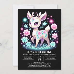 Invitation Anniversaire numérique de cerfs enchantés majestue