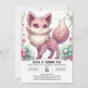 Invitation Anniversaire numérique du loup doux magique