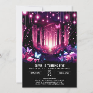 Invitation Anniversaire numérique en bois brillant enchanté