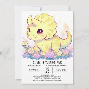 Invitation Anniversaire numérique simple personnalisé Dinosau