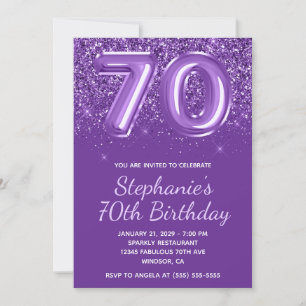 Invitation Anniversaire Numéro 70 Royal Violet Étincelant