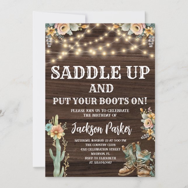 Invitation Anniversaire occidental Cowboy fête d'anniversaire (Devant)