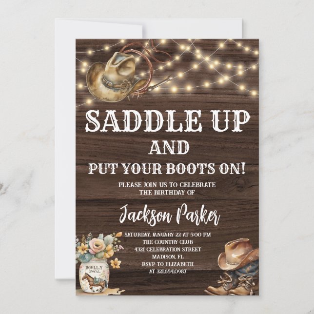 Invitation Anniversaire occidental Cowboy fête d'anniversaire (Devant)