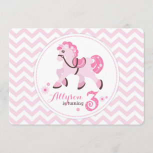 Invitation Anniversaire occidental de Chevron de poney de