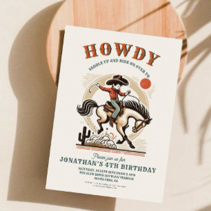 Invitation Anniversaire occidental de Cowboy vintage