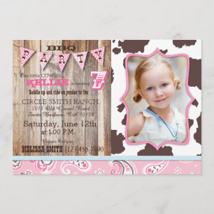 Invitation Anniversaire occidental de thème de bandanna rose