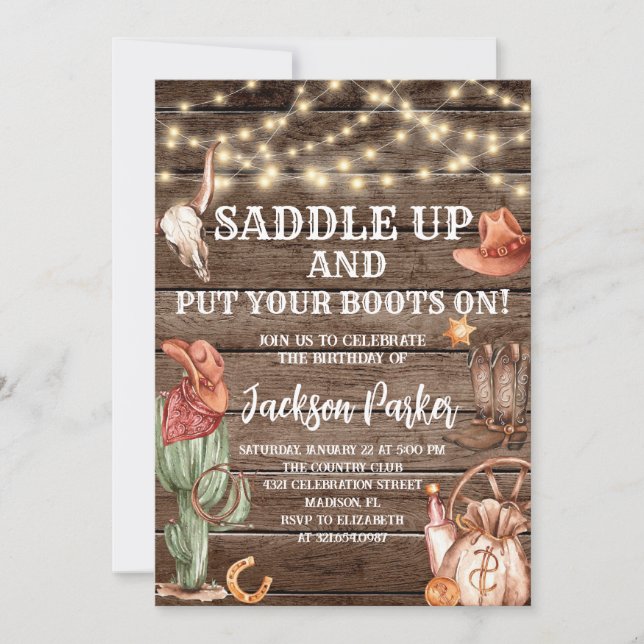 Invitation Anniversaire occidental Pays Boots Anniversaire (Devant)